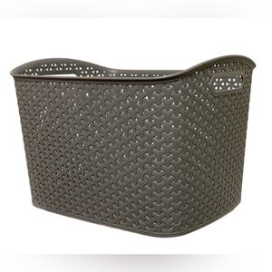 Charcoal Gray Decorative Storage Basket w/Large Y-Weave Design 16.5”x12.75”x11”